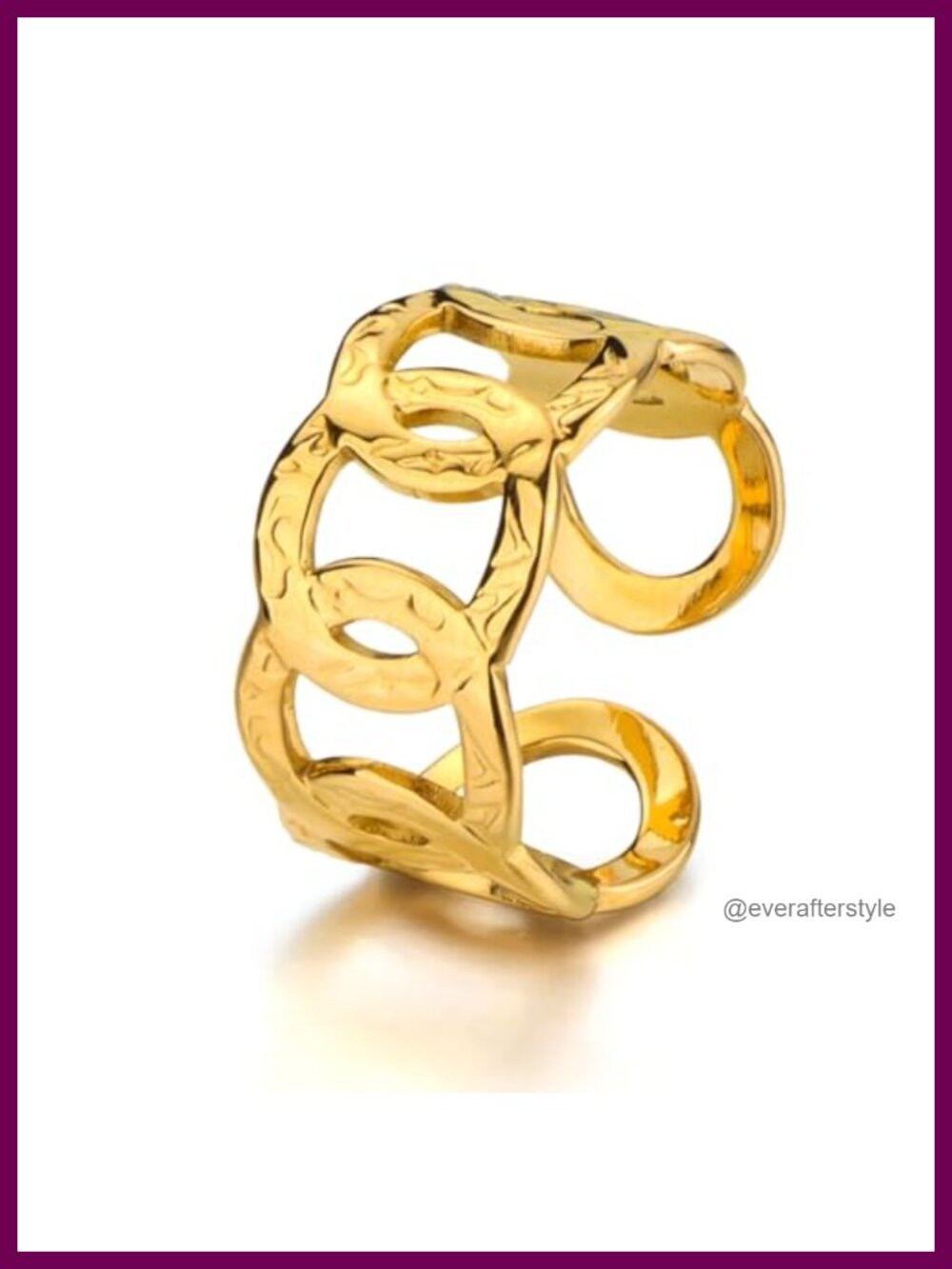18k Real Gold Plated Open Chunky Ring Adjustable Stackable Twisted Band Gift